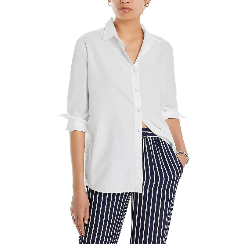 The Hutton Womens Collar Long Sleeve Button-Down Top