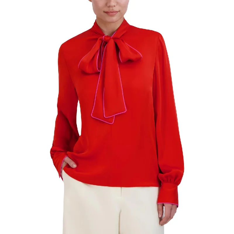 Womens Satin Long Sleeve Blouse