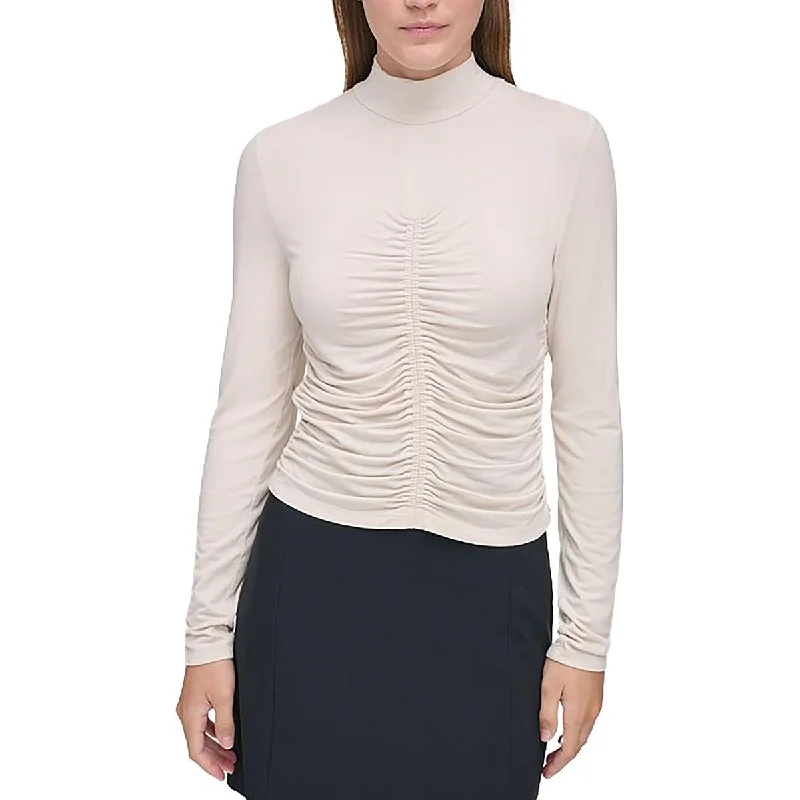 Calvin Klein Womens Mock Neck Long Sleeve Blouse