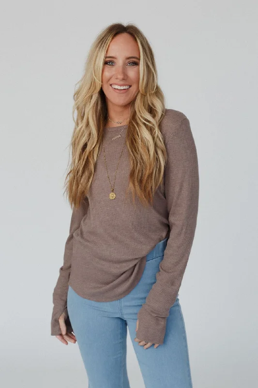 The Nest Jacqueline Long Sleeve Top - Dark Oatmeal