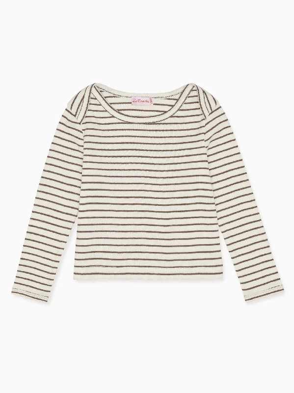 Latte Stripe Robin Baby Long Sleeve Top