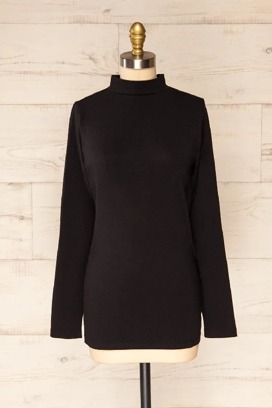 Falejde Black | Long Sleeve Mock Neck Top