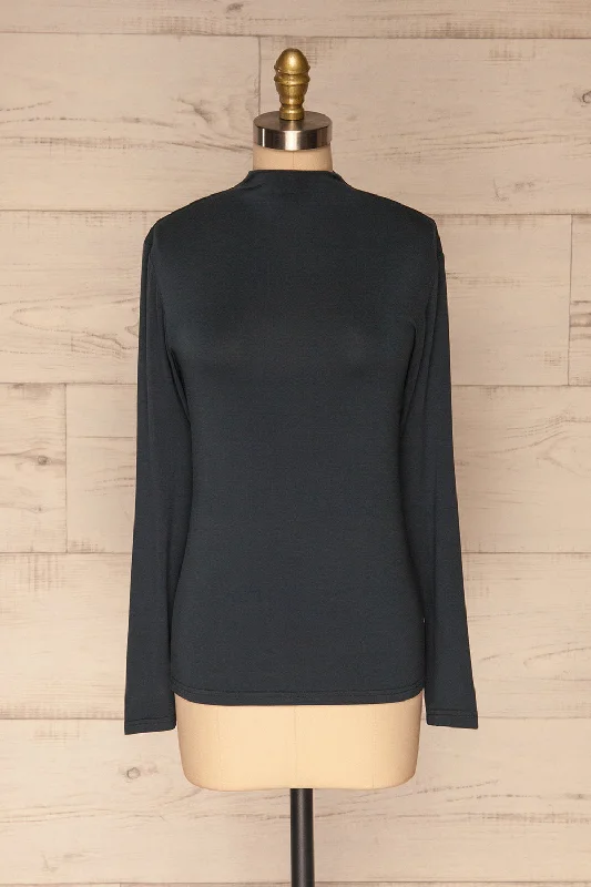 Malmo Teal | Mock Neck Long Sleeve Top