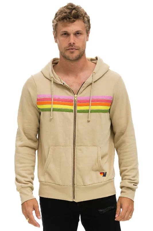 5 STRIPE HOODIE - SAND // PINK // GREEN