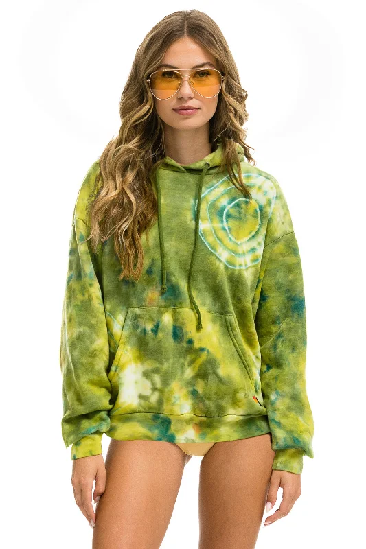 HAND DYED PULLOVER HOODIE RELAXED - TIE DYE GREEN YELLOW