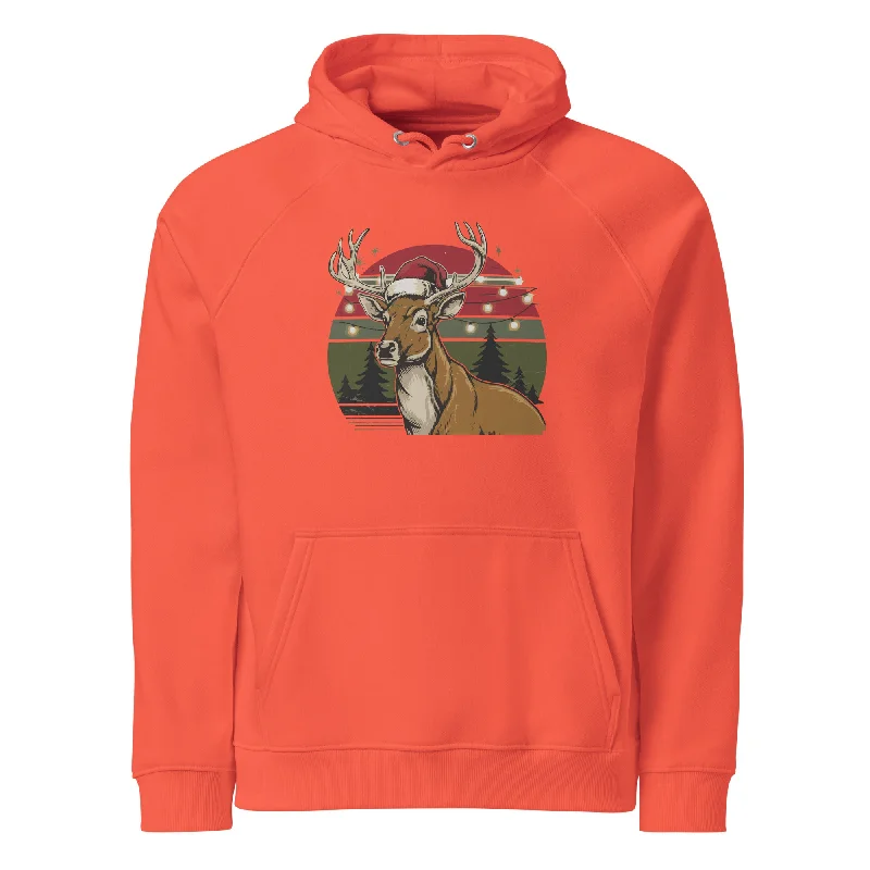 Ho-Ho-Vintage Reindeer Graphics Women Eco Raglan Hoodie