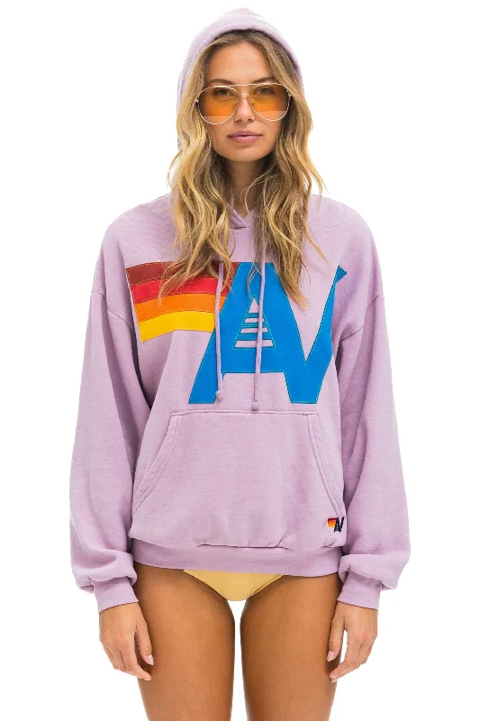 LOGO STITCH PULLOVER RELAXED HOODIE - MAUVE