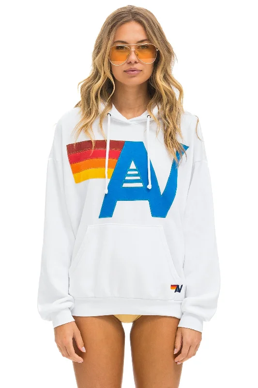 LOGO STITCH PULLOVER RELAXED HOODIE - WHITE