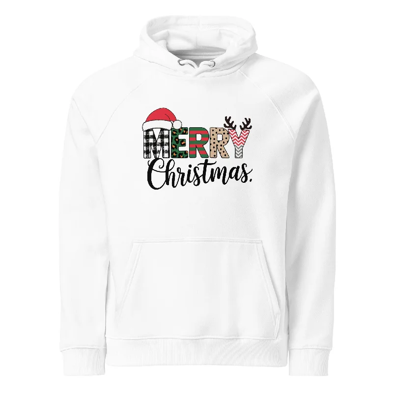 Merry Christmas Graphics Women Eco Raglan Hoodie