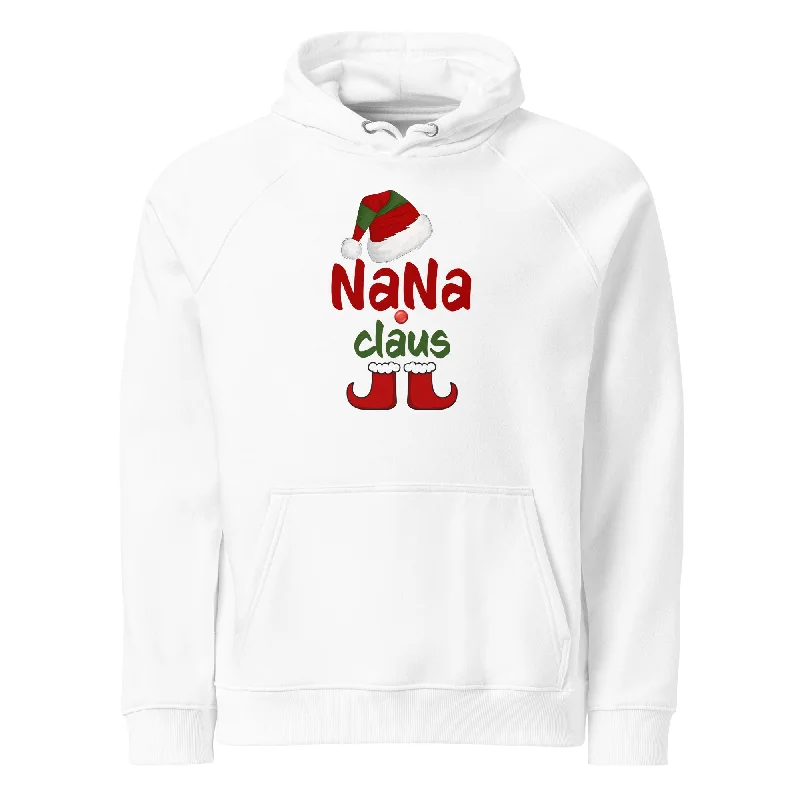 Nana Claus Christmas Graphic Women Eco Raglan Hoodie