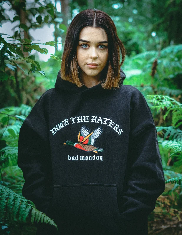 Oversized Duck The Haters Hoodie Black