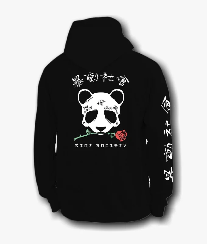 Panda Rose Skull Tattoo Womens Hoodie