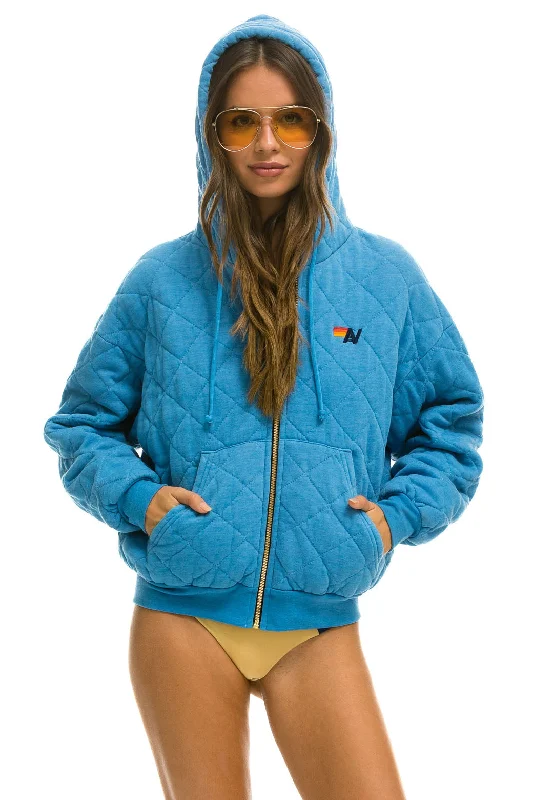 QUILTED ZIP HOODIE RELAXED - OCEAN