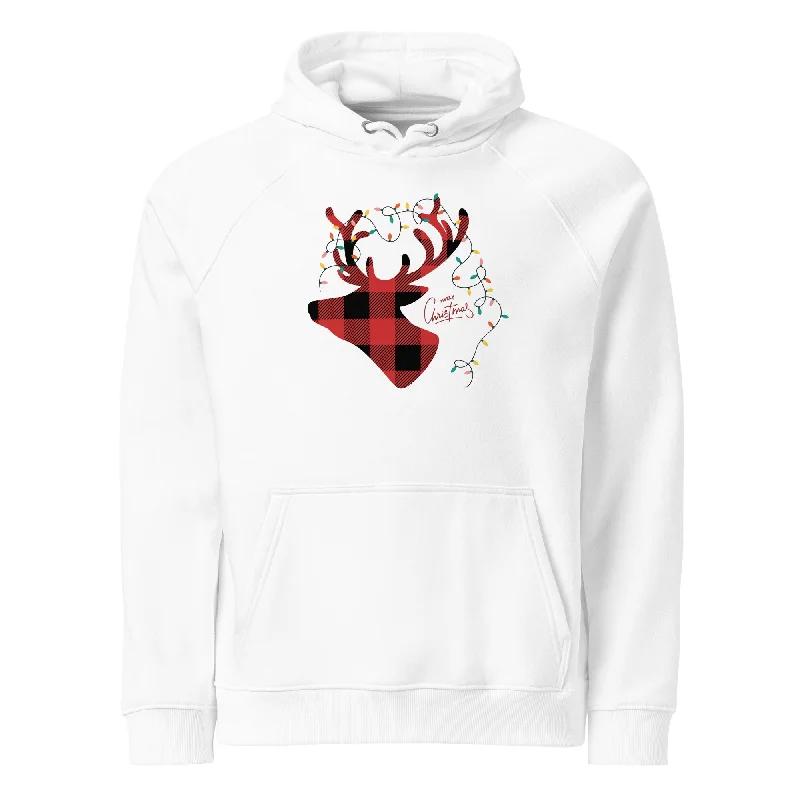 Reindeer Lights Graphics Women Eco Raglan Hoodie